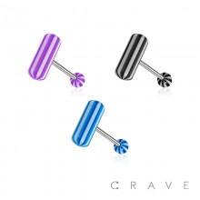 STRIPES PILL 316L SURGICAL STEEL TONGUE BARBELL